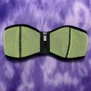 Triangl swimwear bandeau top black and neon yellow / green